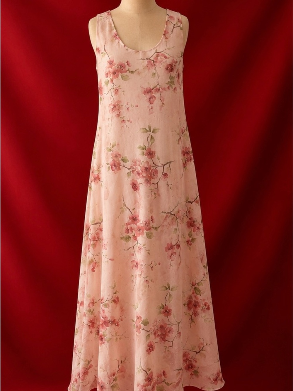 Coldwater Creek Pink Floral Sleeveless Maxi Dress